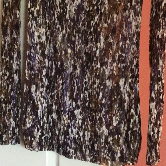 BCBG Sheer long sleeve print top multi color - Picture 3 of 5